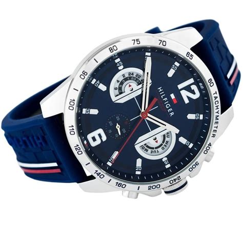 Tommy Hilfiger Mens Quartz Blue Silicone Strap Blue Dial 46mm Watch