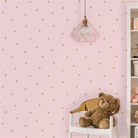 Pink And Gold Polka Dot Wallpaper Gold Spot Wallpaper Spotty Wallpaper
