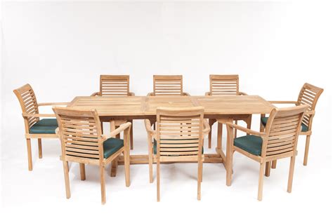 Includes 2 teak and stainless steel chairs, 2 vogue 4ft benches, and large rectangular teak table with stainless steel frame. Geneva Teak Garden Furniture Set - Humber Imports UK | Humber Imports