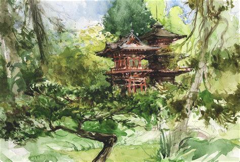 Japanese Garden Watercolor At Explore Collection