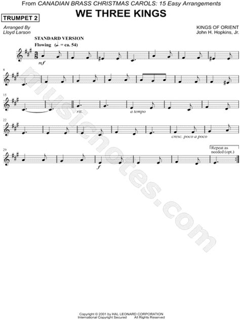 Other than the last 30 seconds containing a guitar solo by may, the song is generally set in a cappella form, using only. Canadian Brass "We Three Kings - Trumpet 2 (Brass Quintet)" Sheet Music in F# Minor - Download ...
