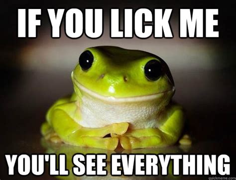 If You Lick Me Youll See Everything Fascinated Frog Quickmeme
