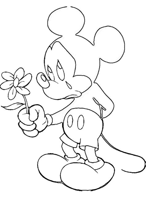 Mickey Mouse Holding A Flower In His Hand