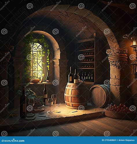 Old Wine Cellar With Oak Barrels Winery Basement Wine Cellar Abstract