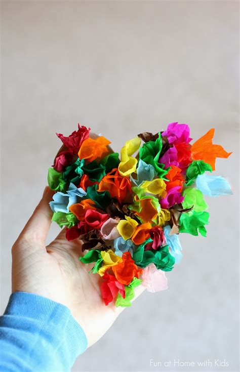 Tissue Paper Heart Craft For Kids