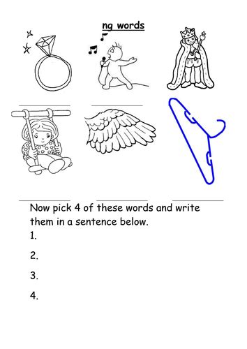 Split into 7 groups, the worksheets contain all 42 letter sounds. ng words worksheet by groov_e_chik - Teaching Resources - Tes