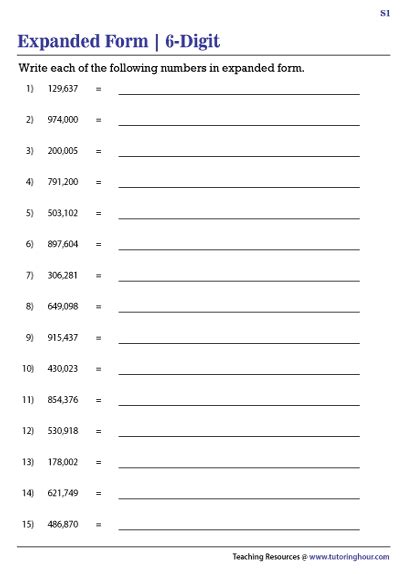 Expanded Notation Worksheets For 4th Grade Worksheets For Kindergarten