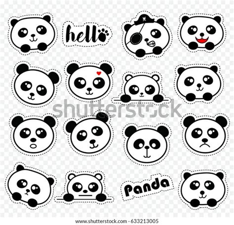 Set Stickers Cute Pandas Vector Illustration Stock Vector Royalty Free