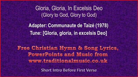 Gloria In Excelsis Deothe Greater Doxology Hymn Lyrics And Music