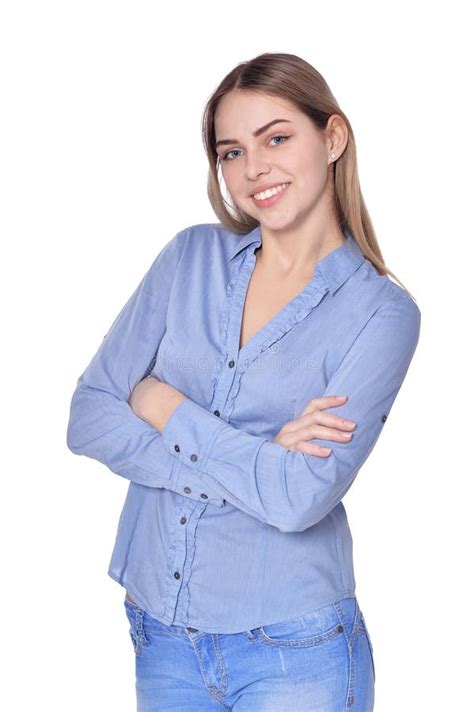 Portrait Of Beautiful Woman Wearing Casual Clothing Stock Photo Image