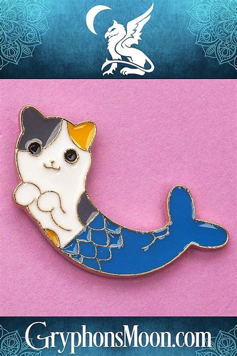 Mermaid Cat Enamel Pin Mermaid Cat Cat Enamel Pin Enamel Pins