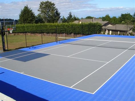 Building a tennis court, be it for yourself, your family, or your friends can be a wonderful experience that gives the joys of tennis every time the court gets used. Backyard Tennis Court in 2019 | Basketball court flooring ...