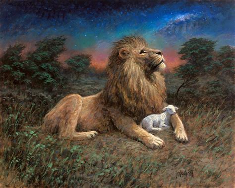 Lion And The Lamb Song Of Yahweh 16x20 Giclee Canvas Sn 100