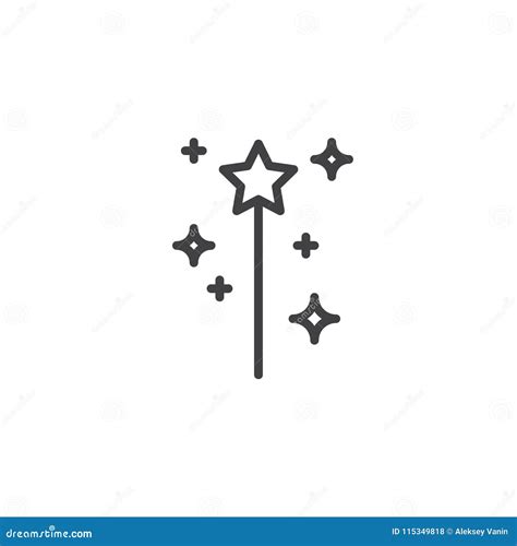 Magic Wand Outline Icon Stock Vector Illustration Of Fantasy 115349818