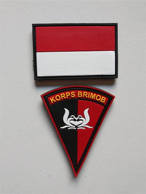 Patch rubber satu set bendera merah putih dan logo Korps Brimob