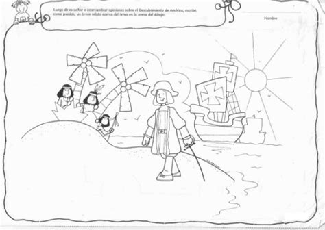 Dibujos para colorear de cristobal colón y las caravelas. Imágenes infantiles del descubrimiento de América para ...