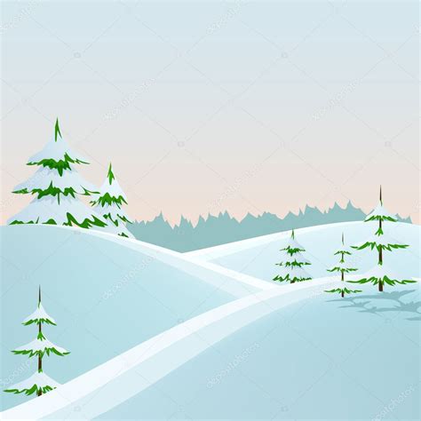 Winter Styled Landscape With Fir Trees — Stock Vector © Acidburn 7816511