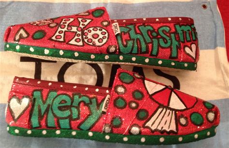 Christmas Toms By Karen Laughlin Laughlin Painted Shoes Toms My
