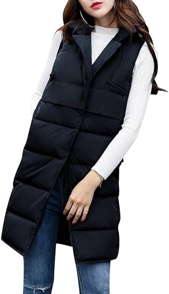 Womens Long Padded Sleeveless Coat Puffer Quilted Vest Gilet Bodywarmer