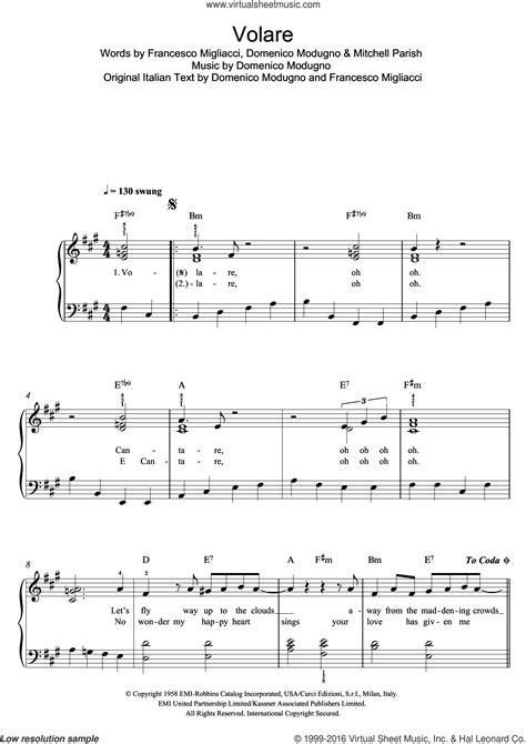 Freie noten gratis pdf kostenlose noten zum ausdrucken diese website verwendet cookies, um ihre erfahrung zu verbessern. Martin - Volare sheet music for piano solo PDF