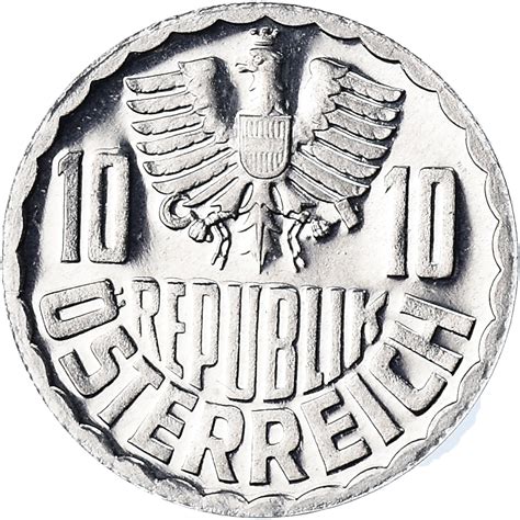 Coin Austria 10 Groschen 1973 Vienna Be Aluminum Km2878