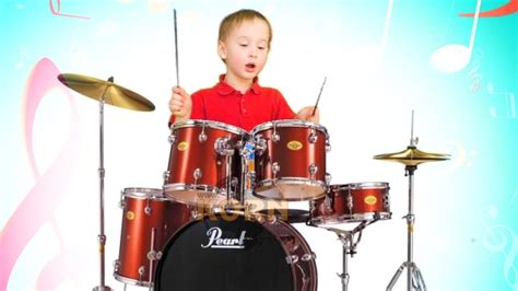 Musical Instruments Sounds For Kids Boy Plays Drum Kit Musicmakers