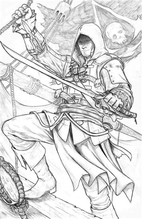 Edward Kenway Black Flag Sketch By Wil Woods Assassins Creed