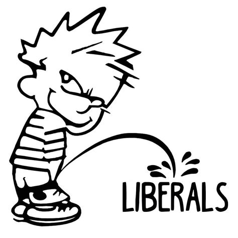 Calvin Peeing On Liberals Decal Funny Car Stickers Calvin Sticker H 6 By L 6 Inches Black