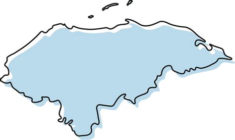 Mapa De Contorno Simple Estilizado Del Icono De Honduras Croquis Azul