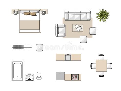 Your bedroom is an expression of who you are. Furniture top view stock illustration. Illustration of ...
