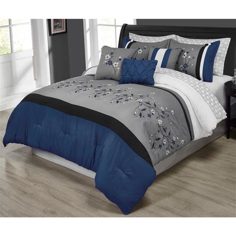 At sears, you can find a broad range of comforter styles and designs for every. Morgan Home MHF Home Tori Embroidered 10-Piece Blue Queen ...