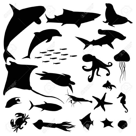 Aquatic life silhouettes pack | Silhouette art, Fish silhouette, Animal