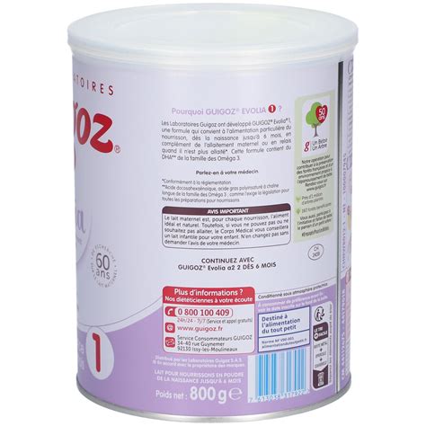 GUIGOZ Evolia 1 Lait 1er âge 800 g Redcare Pharmacie