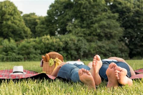 Free Photo Couple Laying On A Picnic Blanket
