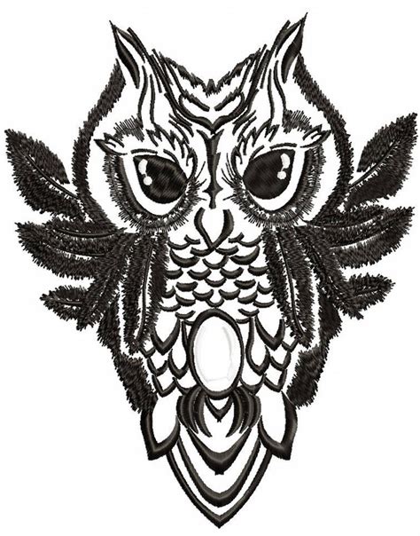 Owl Machine Embroidery Design Etsy