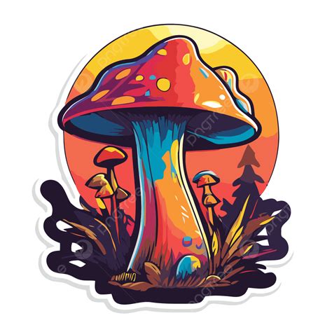 Psychedelic Mushroom Sticker Featuring A Colorful Mushroom With Bright