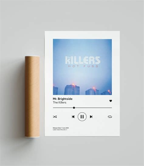 Mr Brightside The Killers Spotify Poster Print Music Poster Etsy