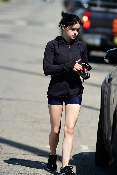 ariel winter flaunts her toned legs in a pair of blue short shorts as she leaves the gym in