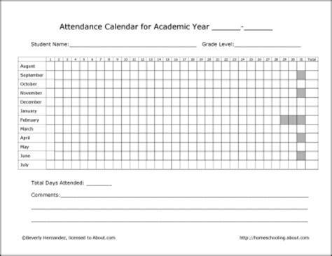Free Printable Home School Record Keeping Forms Homeschool Attendance