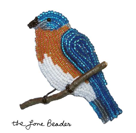 Beaded Eastern Bluebird Pin Pendant Etsy Custom Beadwork Bead Embroidery Seed Beads Beader S