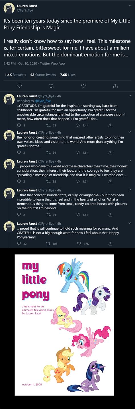 Equestria Daily MLP Stuff Lauren Faust Tweets About 10 Years Of Pony