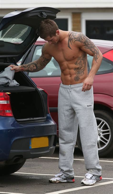 Splash Star Dan Osborne Topless Showing Off Muscles In Local Park