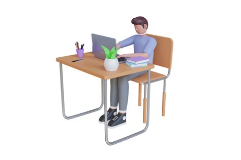 Premium Working Man On Laptop In Office 3d Illustration Download In Png