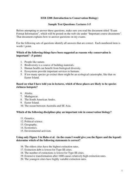Sample Test Questions Lectures 1 5 Before Attempting To Answer