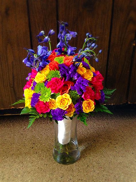 Mixed Bright Summer Colors Bridal Bouquet Bright Flowers Bright
