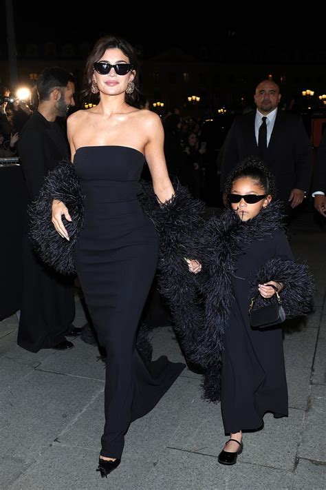 Kylie Jenner And Daughter Stormi Twin In Black At Paris Fashion Week