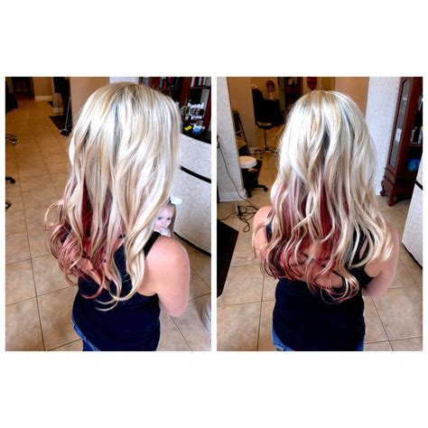 Blonde Highlights With Red Violet Underneath By Brittany At Stouts