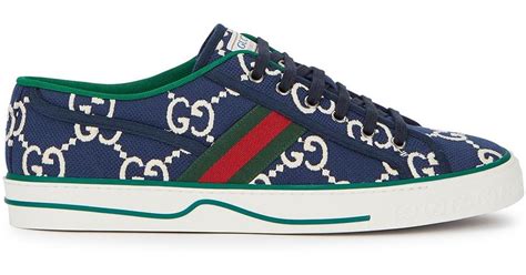 Gucci Canvas Low Trainers In Navy Blue For Men Save 67 Lyst