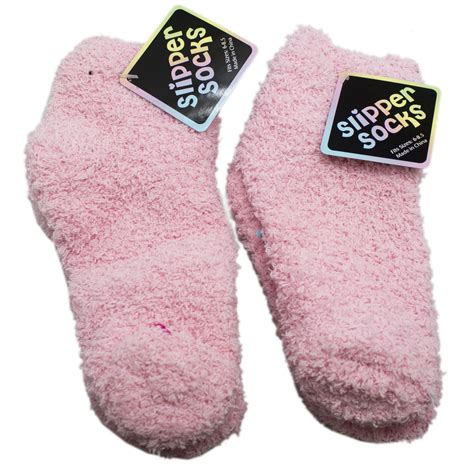 Light Pink Colored Fuzzy Slipper Socks 2 Pairs Size 6 85
