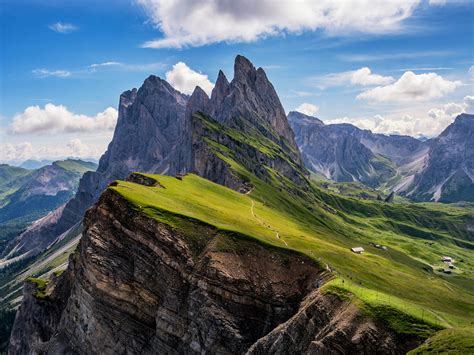 Odle Mountains In Seceda Dolomites Italy Photo Landscape 4k Ultra Hd Wallpaper For Desktop